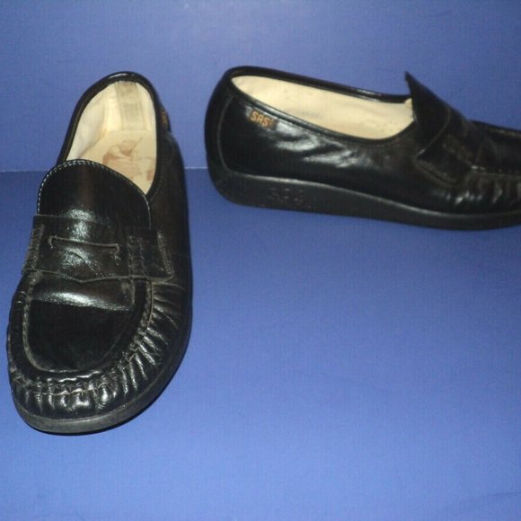 SAS Classic Supersoft Comfort Mocs Size 7.5 N Black Moccasins Loafers Shoes - Picture 1 of 5